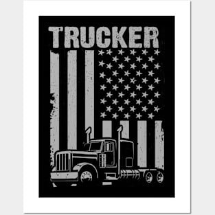 American Flag Trucker Posters and Art